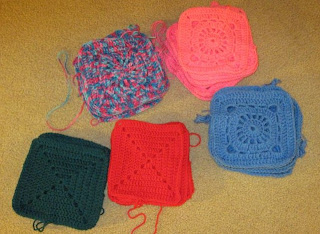 crocheted granny squares