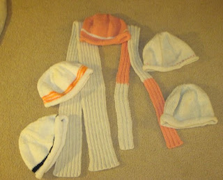 knitted scarves and hats
