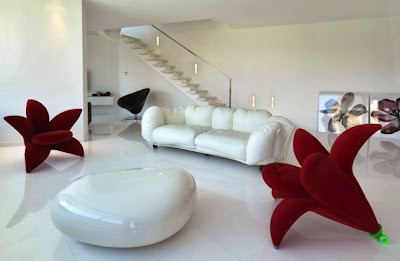 Home Interior Design Living Room on Home Interior Design Living Room Furniture Seating Chairs Red White