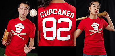Johnny Cupcakes - Red Baseball Cupcake and Crossbones T-Shirts