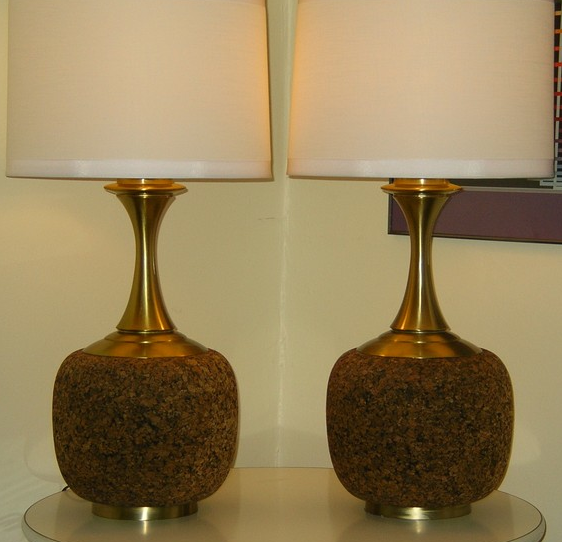 Vintage Cork Lamps, Mid Century Cork Lamp