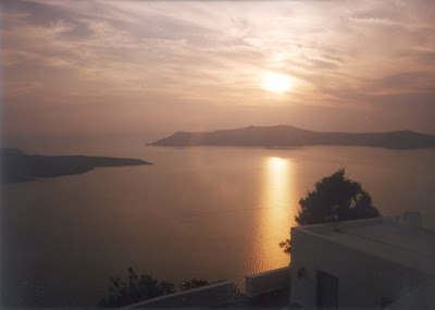 sunset at Santorini caldera