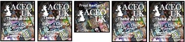 I Am Very Honoured to have received the below art awards...ACEO UK BUYERS & MEMBERS ART AWARDs