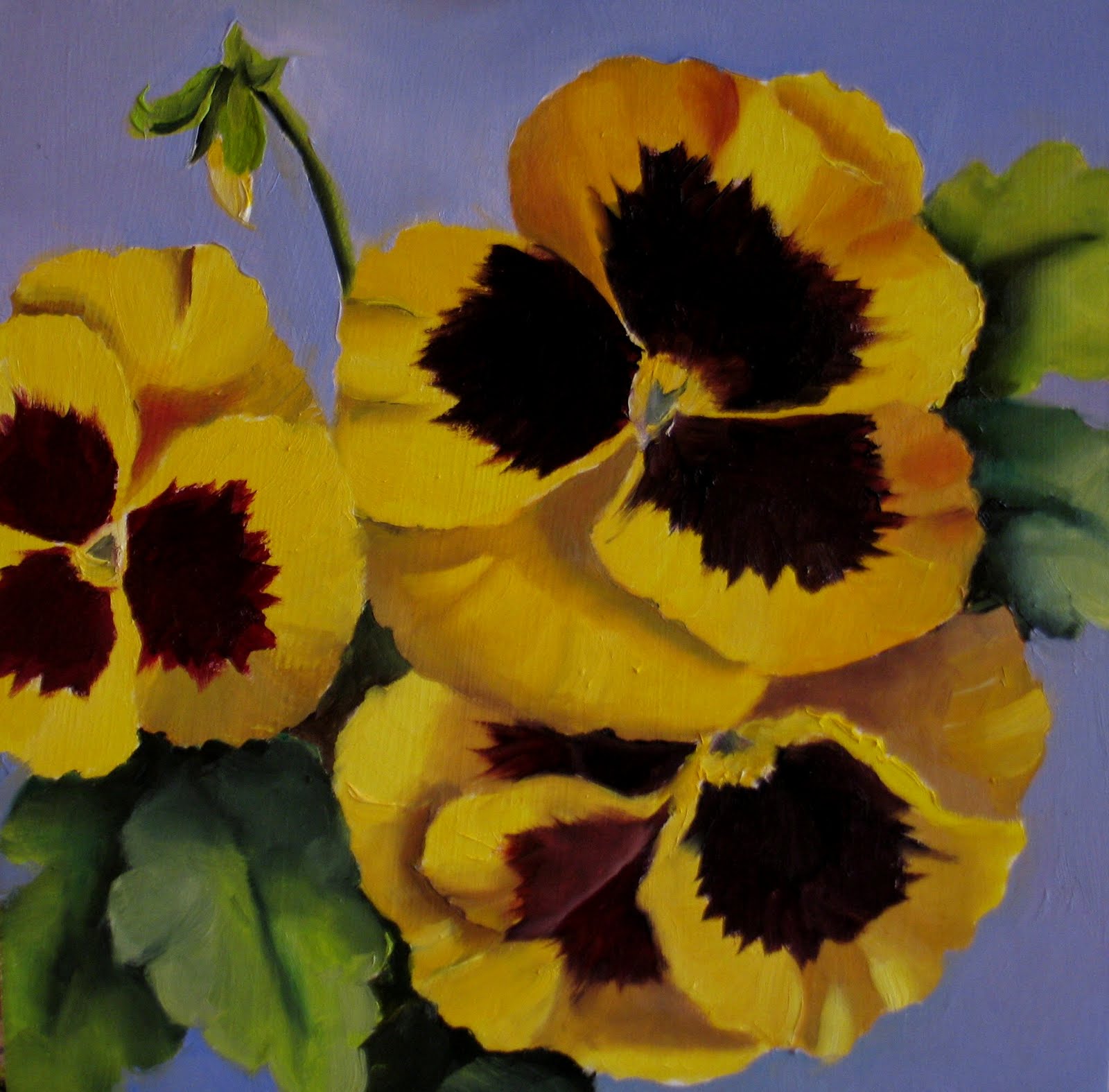 Nel's Everyday Painting Yellow Pansies 2 SOLD