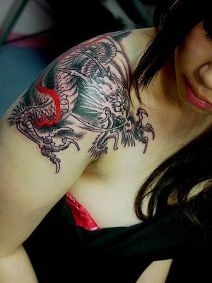 Sexy Girls with Japanese Dragon Tattoo