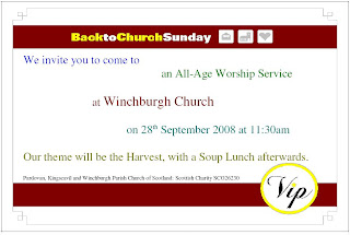 Back to Church Sunday, 11:30am at Winchburgh