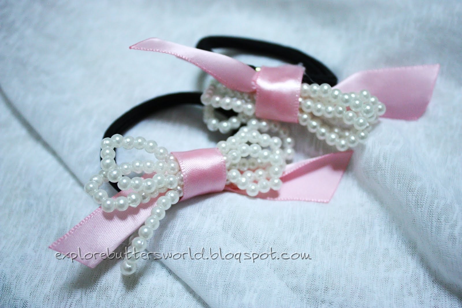 Hair Rubber Band Pearl Ribbon(HRRB002) ButtersWorld Jewellery