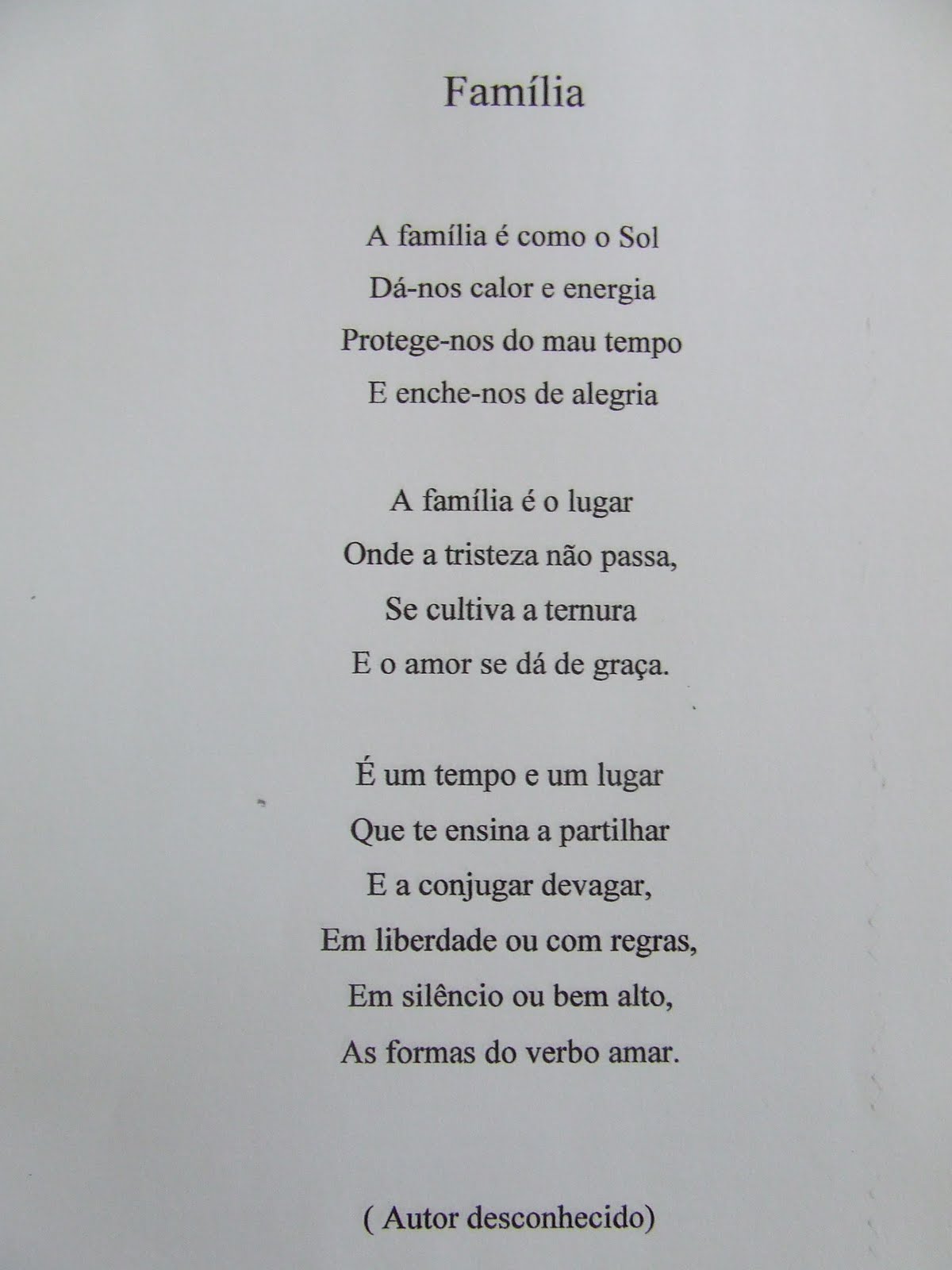 Poema Sobre Familia Com Rima - ZULEDU
