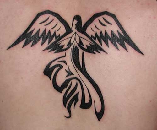 Tribal Angel Tattoo on Back - wide 2