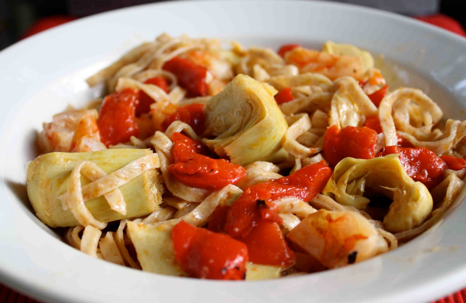 Artichoke and Roasted Red Pepper Pasta