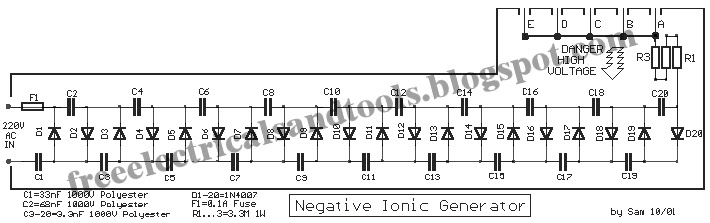 Free Schematic Diagram: Air Ionizer Circuit