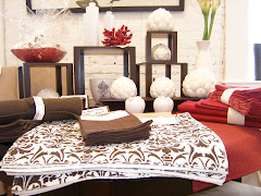 Red and Damask Table Store Display