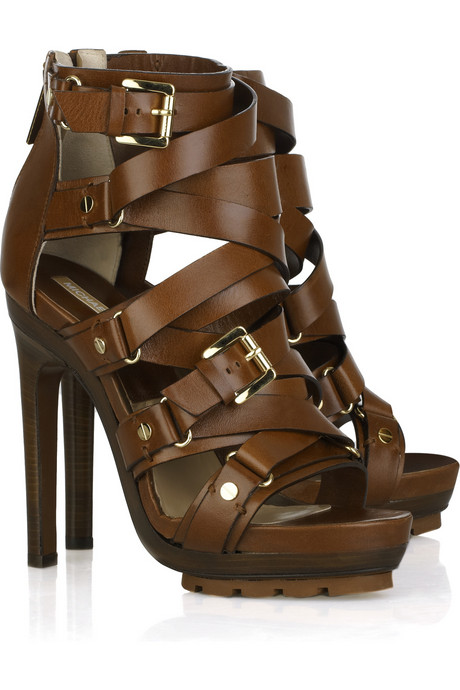 Women's High Heel Shoes: Michael Kors Strappy Buckled Leather High Heel