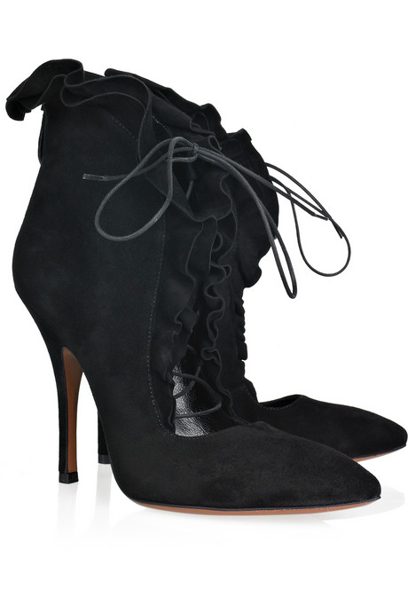 Women's High Heel Shoes: Alaïa Classic Lace-Up Suede High Heel Ankle Boots