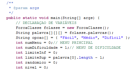 Auxílio Java: Declaração de Variáveis