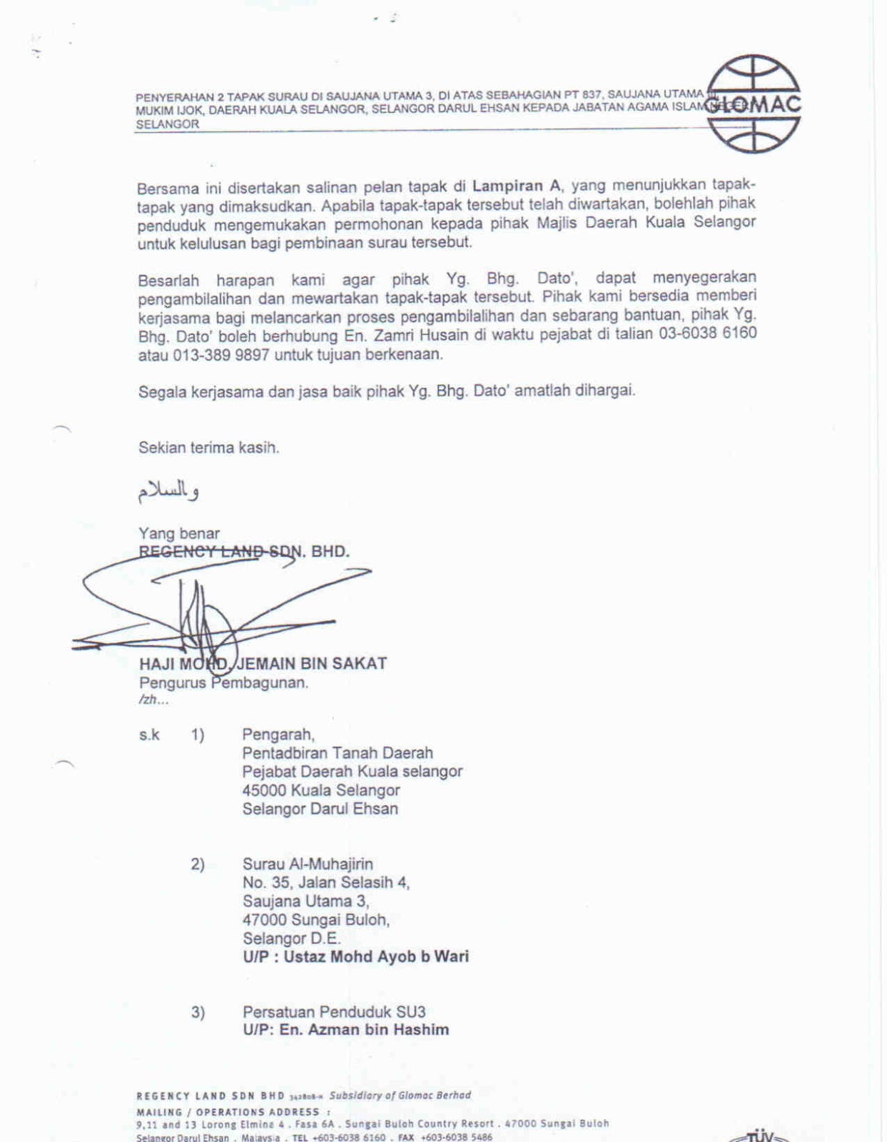 Contoh Surat Serah Kuasa Tanah Malaysia