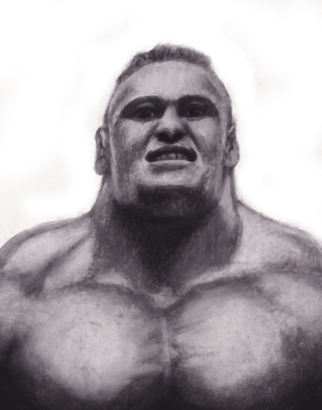 Chris Goddards Artistic Creations Brock Lesner Charcoal and Chalk