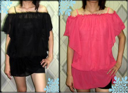 Topshop inspired offshoulder flutter sleeves(AVAILABLE IN BLACK AND ORANGE PINK)