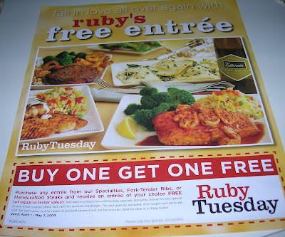 Saving with Sara: Ruby Tuesday BOGO Free Coupon in Today's Newspaper