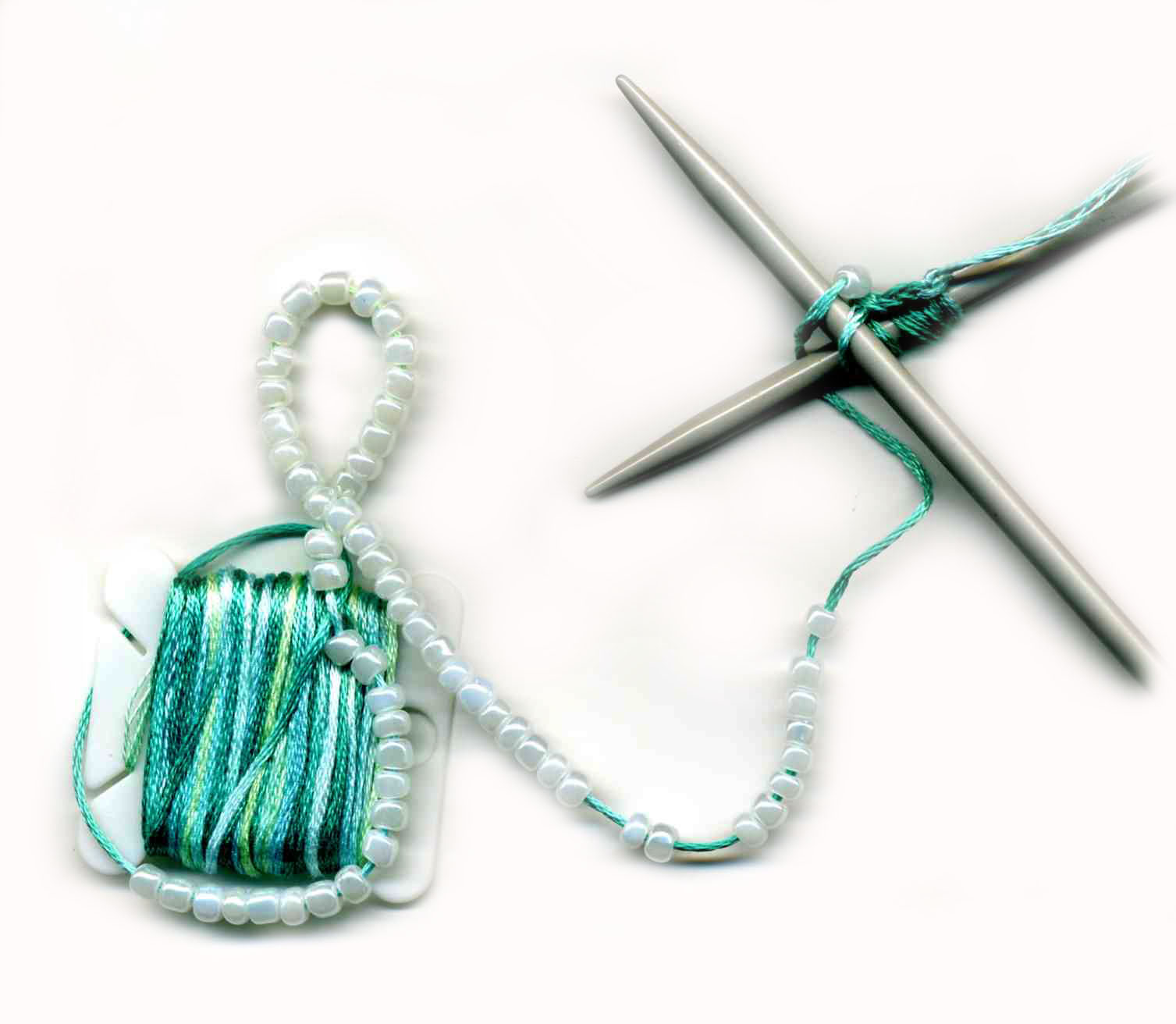 ...Make It With Me Knitted DMC Floss Bracelet with Beads. From the Archives.