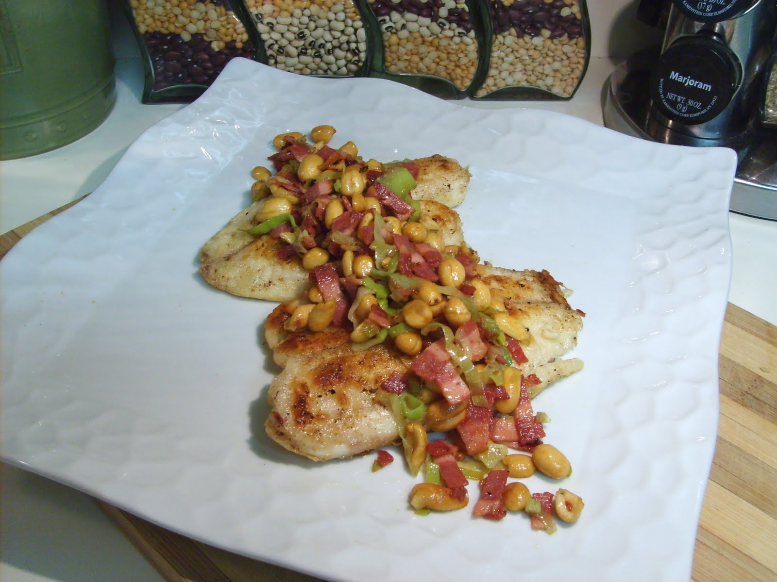 The Open Pantry Tilapia with Bacon, Peanuts and Leeks
