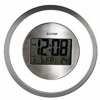 Atomic Clocks Store: Sharp SPC355 Atomic Digital Wall Clocks (Silver)