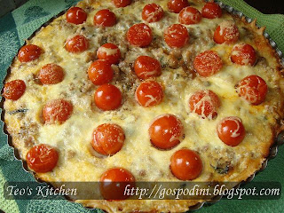Quiche cu rosii cherry si carne tocata