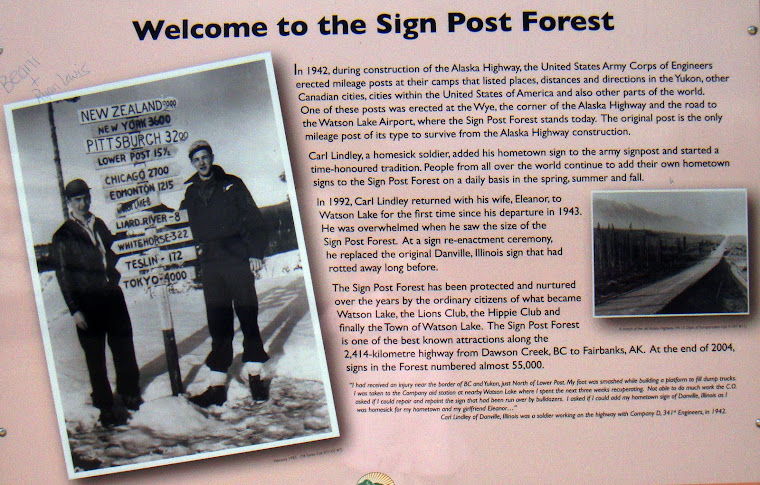 Sign at the Watson Lake Sign Forest Explaining How the Sign Forest Started