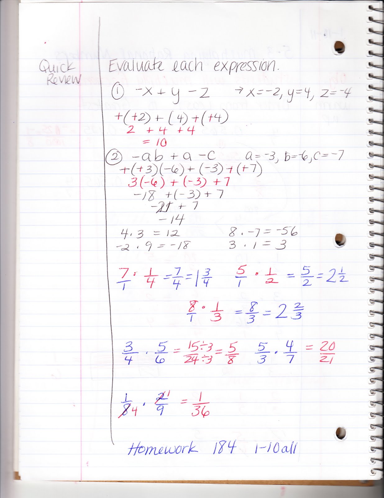 Ms. Jean's Algebra Readiness Blog: 5-3 Multiplying Rational Numbers
