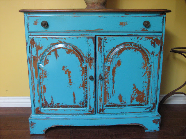 European Paint Finishes: ~ Rustic Turquoise Cabinet