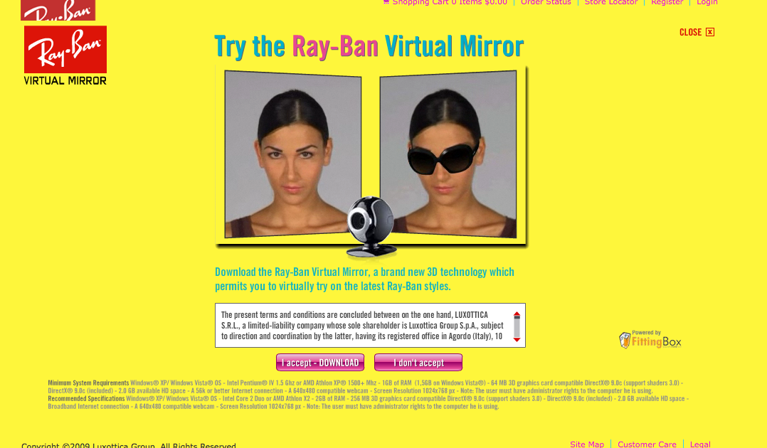 ray ban virtual mirror