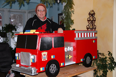 fire truck toy box and desk