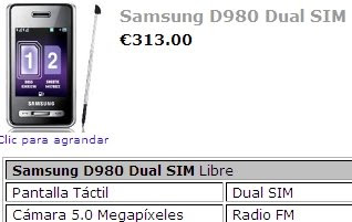 Samsung D980 dual SIM