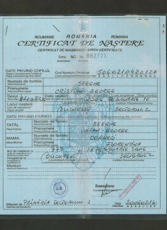 Certificat de Nastere