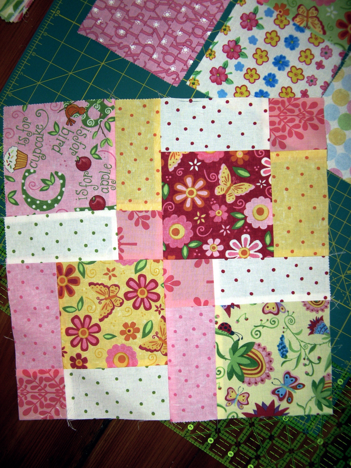 Blueberry Patch Baby quilt girl version on a rainy Sunday