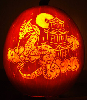 SpookMaster - Dragon Pumpkin Carving Pattern - Jack O Lantern