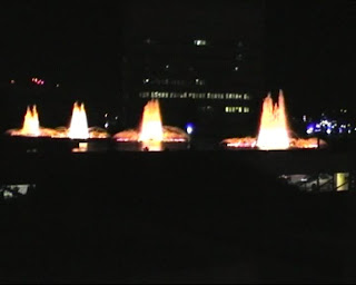 DWP/John Ferraro Building fountains in Downtown Los Angeles by night