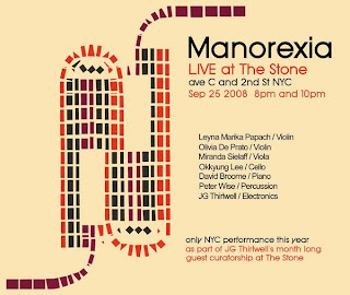 Manorexia/JG Thirlwell Play The Stone on Sept. 25th