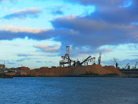 Burnie woodchip pile and unprocessed logs on Burnie wharf - 19th February 2008