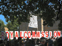 Pulpmill protest, Parliament House, ROYAL COMMISSION sign - 22 Mar 2007