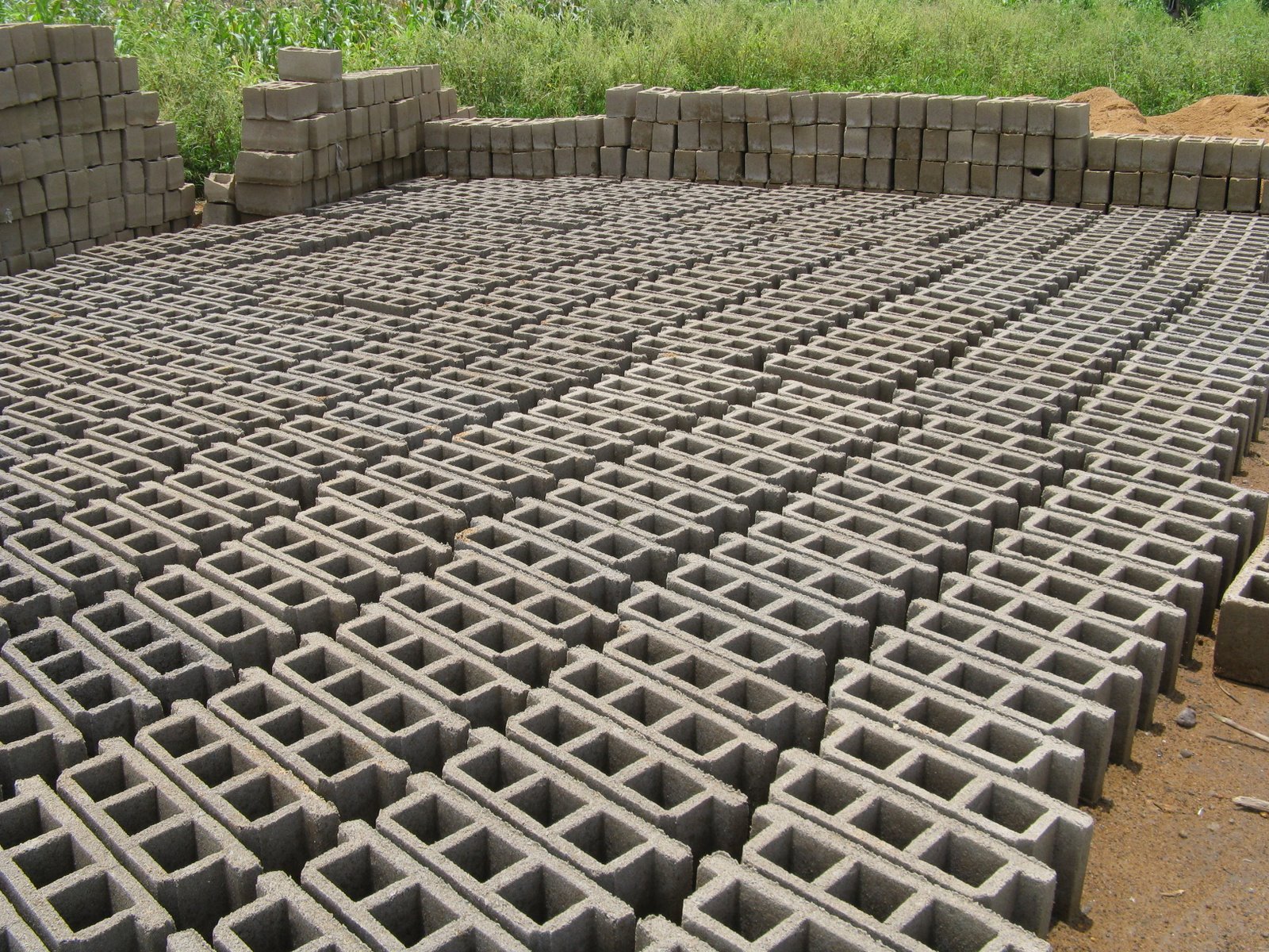 Making concrete blocks by hand