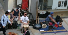 Bongo and didgeridoo players on Cornmarket Street, Oxford