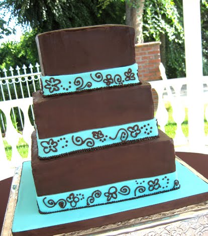 Carmageddon Wedding Ideas: Chocolate And Turquoise Wedding Cakes Decoration