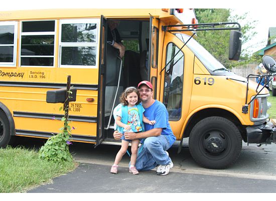 Amanda going on the bus