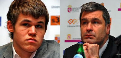 Les grands-maîtres Magnus Carlsen et Vassily Ivanchuk
