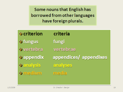 Shadia's Page: REGULAR AND IRREGULAR PLURAL NOUNS