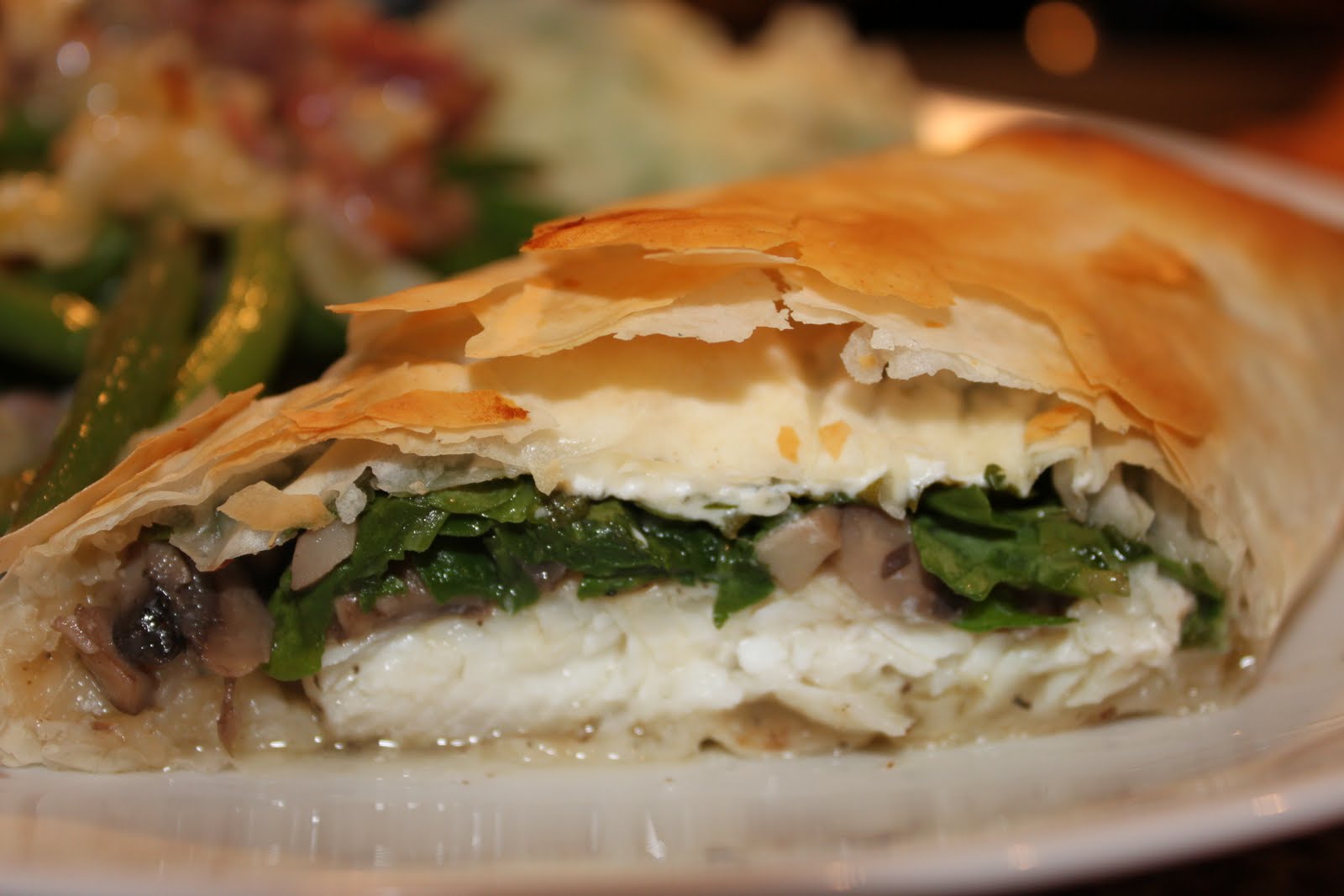 My Affair With Truffles Phyllo Wrapped Halibut Stuffed with Arugula