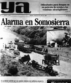 Portada del diario YA con el accidente del camión en el que sucedió una de las desapariciones extremas más conocidas.