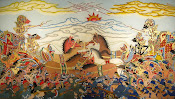 The painting of Bharatayudha battle in Wayang style