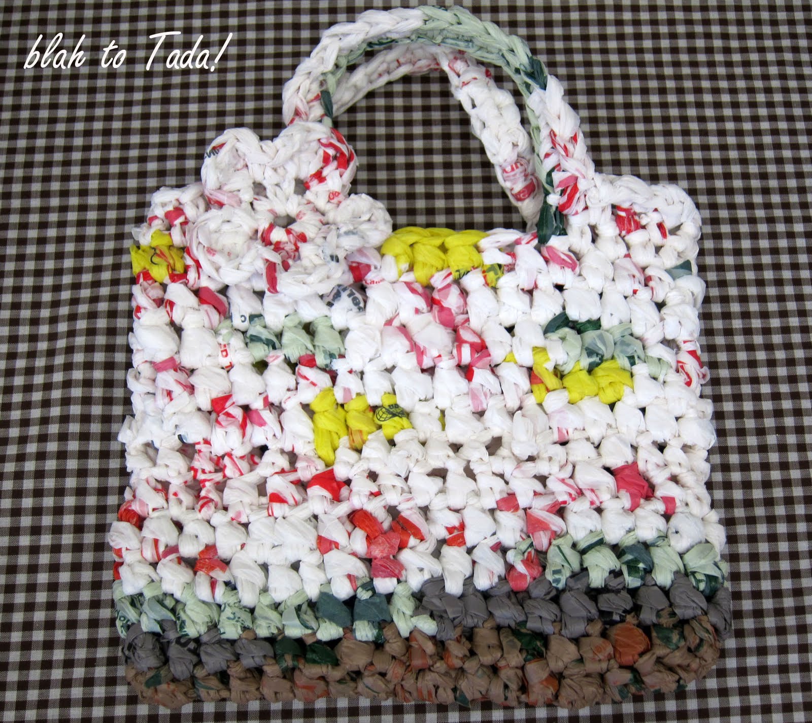 blah to TADA! Plastic Yarn